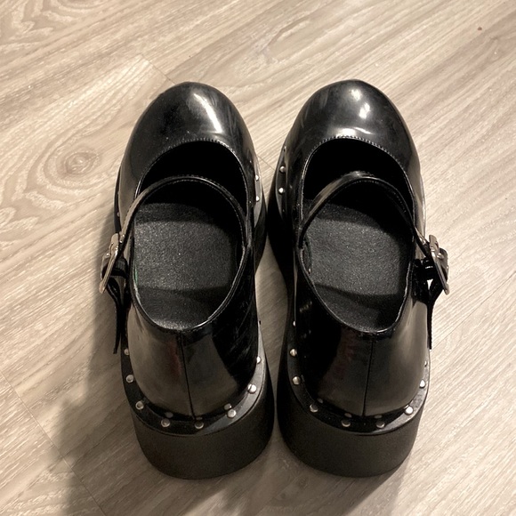 Black Mary Jane Style Platform Wedges Rounded Toe Size 8 - Picture 5 of 5